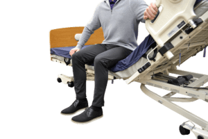 Patient on Joerns bed with egress height management